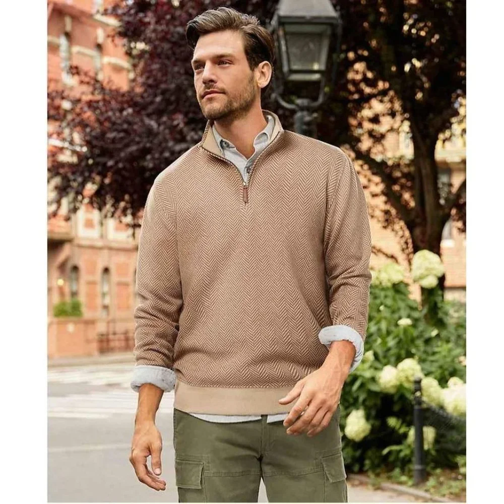 Lands End Men's Bedford Rib Quarter Zip Sweater - Picture 1 of 7